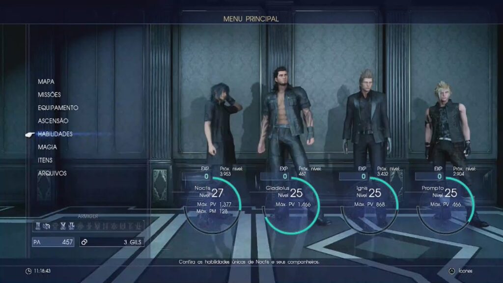 Como melhorar habilidades dos personagens de final fantasy xv 1