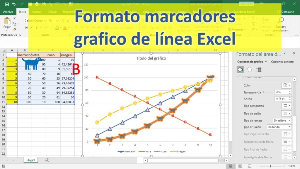 Como modificar marcadores de graficos no excel 1