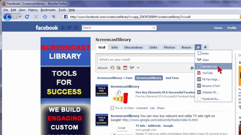 Como mudar ordem de abas e guias de uma pagina de fas do facebook 1