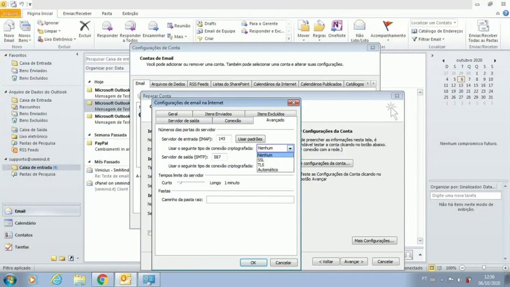 Como configurar uma conta de e mail no outlook 2010 1