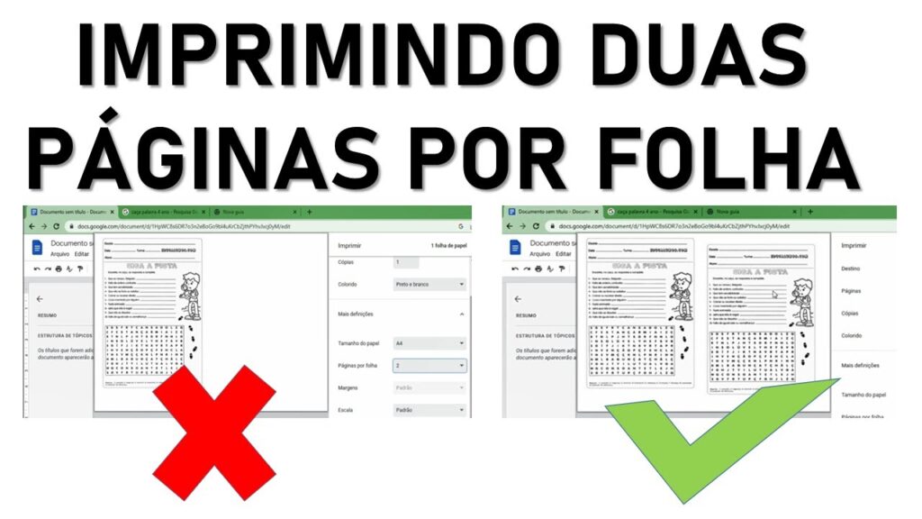 Como imprimir duas paginas de texto ou imagem em uma folha 1
