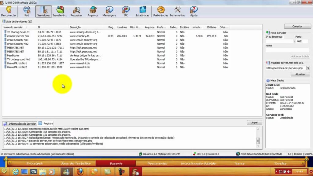 Como conectar e configurar um servidor no emule 1
