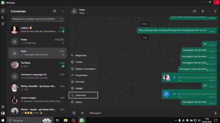 Como encaminhar varias mensagens de uma vez no whatsapp web