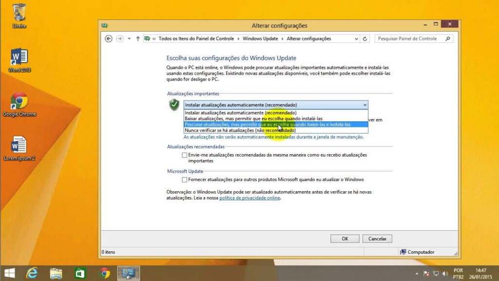 Como desativar atualizacoes automaticas do windows 8 1