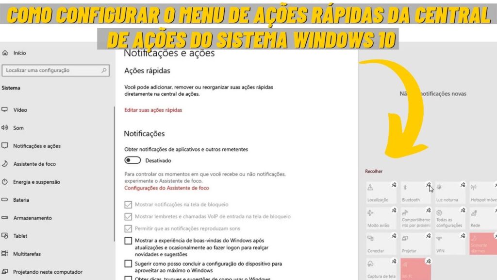 Como editar os aplicativos da central de acoes do windows 10 1