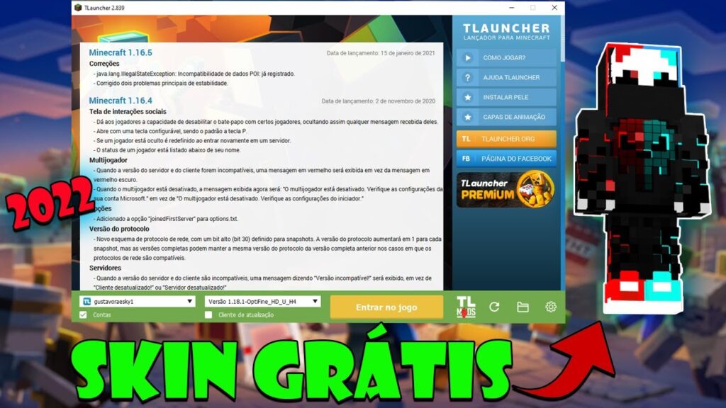 Como trocar skin em minecraft e mudar roupa do seu personagem 1