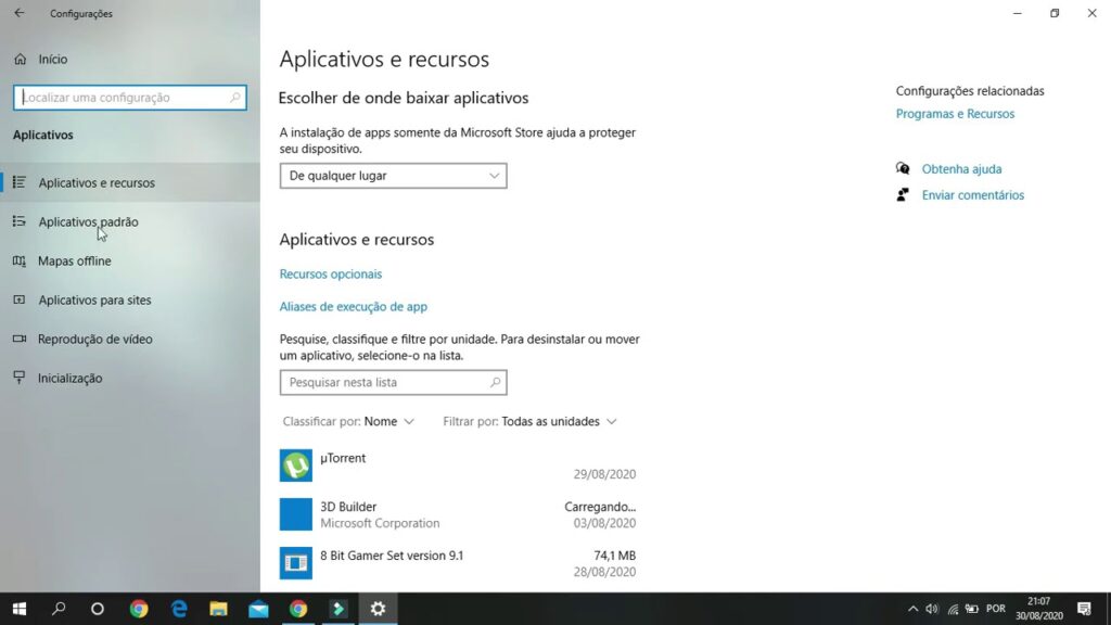 Como mudar os aplicativos padrao do windows 10 1
