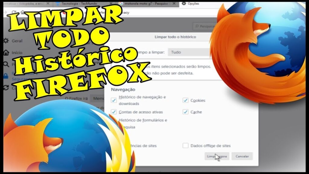 Como apagar o historico do firefox para limpar e excluir seus dados 1