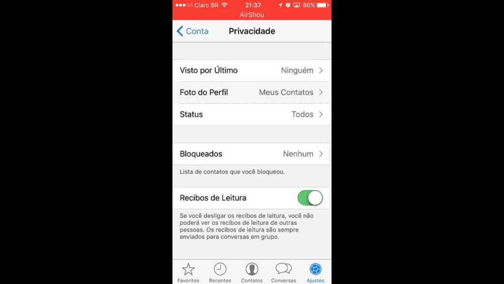 Como desativar confirmacao de leitura no whatsapp para ios 1
