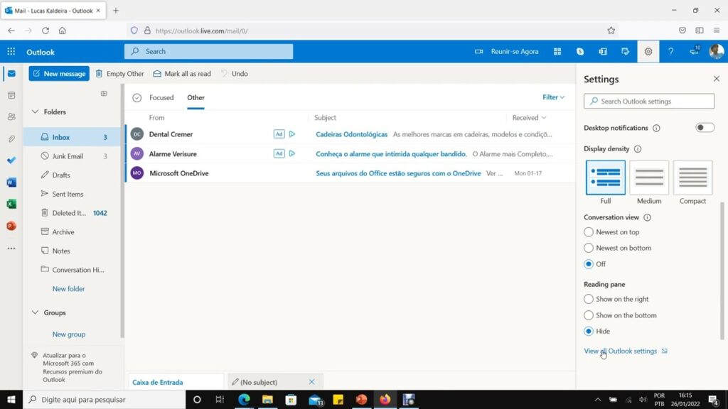 Como colocar hotmail ou outlook em portugues 1
