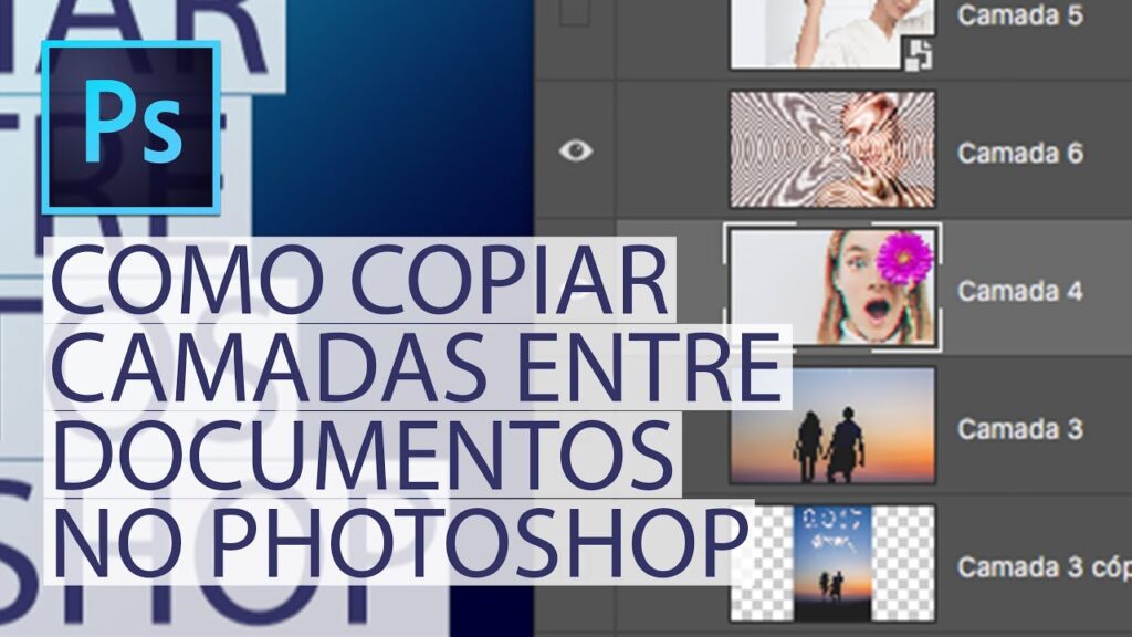 Como copiar e colar camadas entre diferentes documentos no photoshop 1