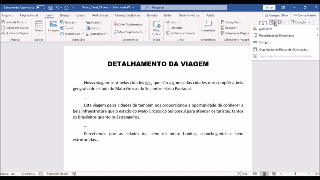 Como editar duas partes de um documento ao mesmo tempo no word 1