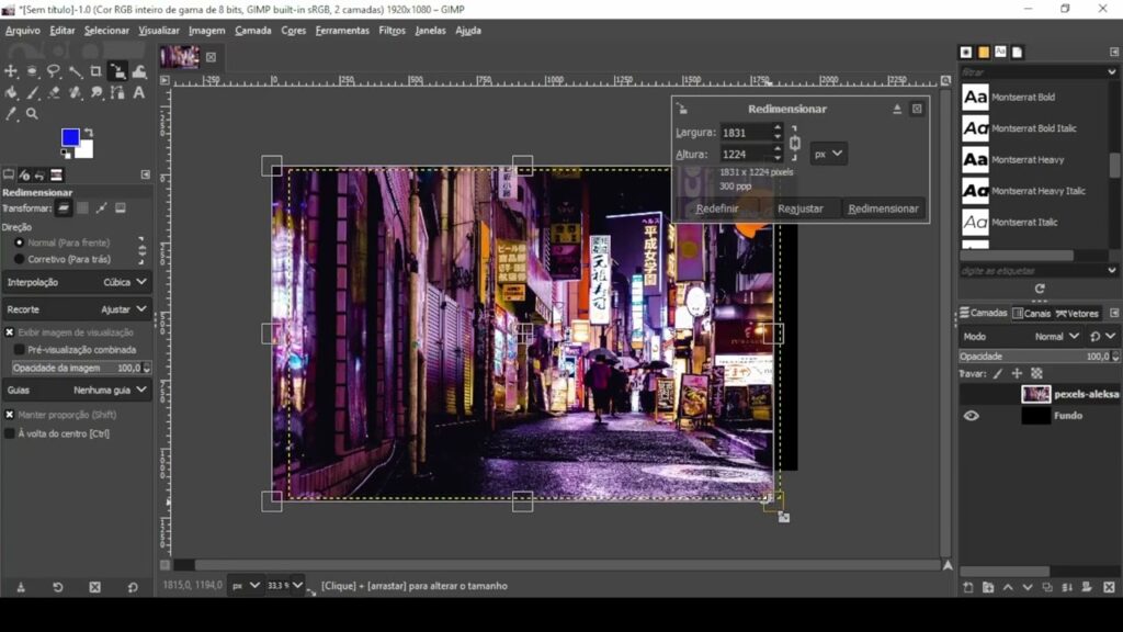 Como ampliar uma imagem sem perder qualidade da foto no gimp 1