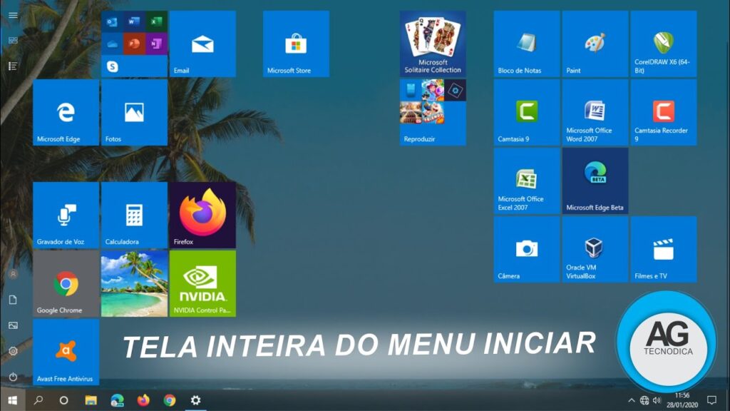 Como ativar o menu iniciar em tela cheia no windows 10 1