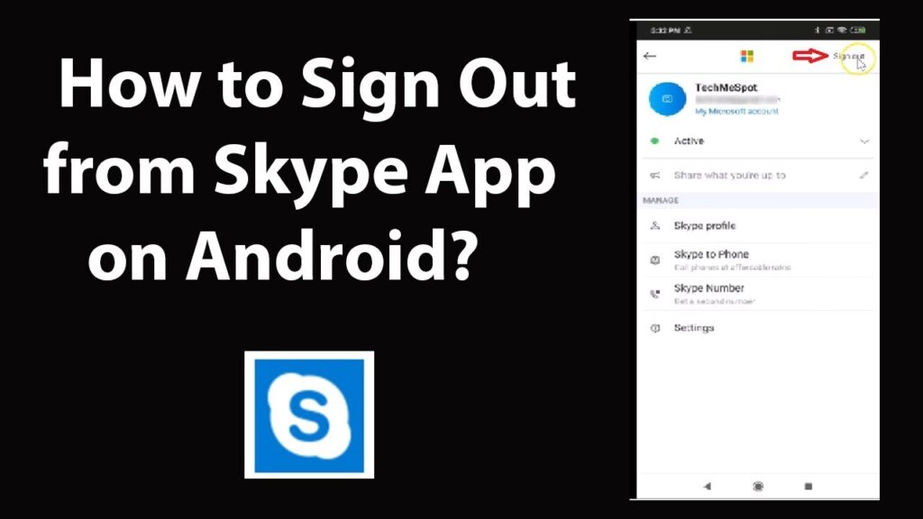 Como fazer logout no app do skype para android 1