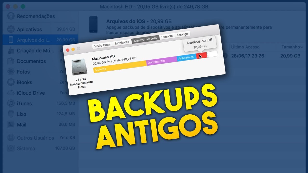 Como apagar backups antigos de dispositivos ios no mac os 1