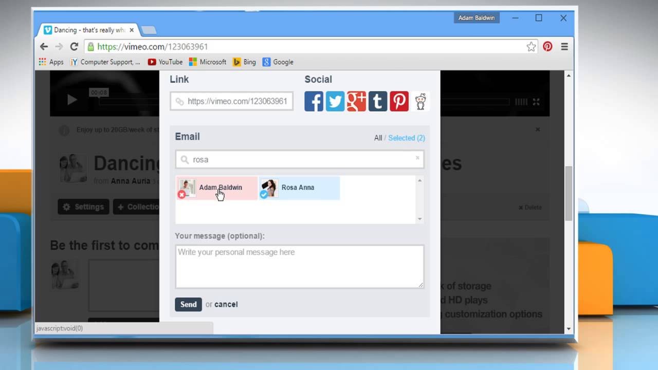 Como compartilhar videos do vimeo 1