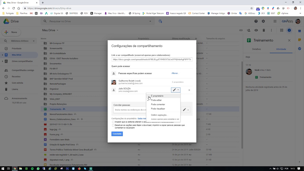 Como alterar o proprietario de arquivos no google drive 1
