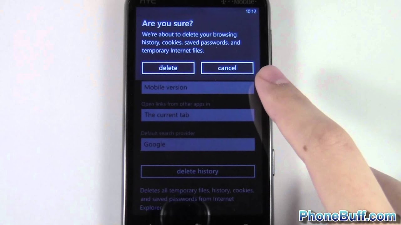Como limpar o historico de navegacao do ie no windows phone 8 1