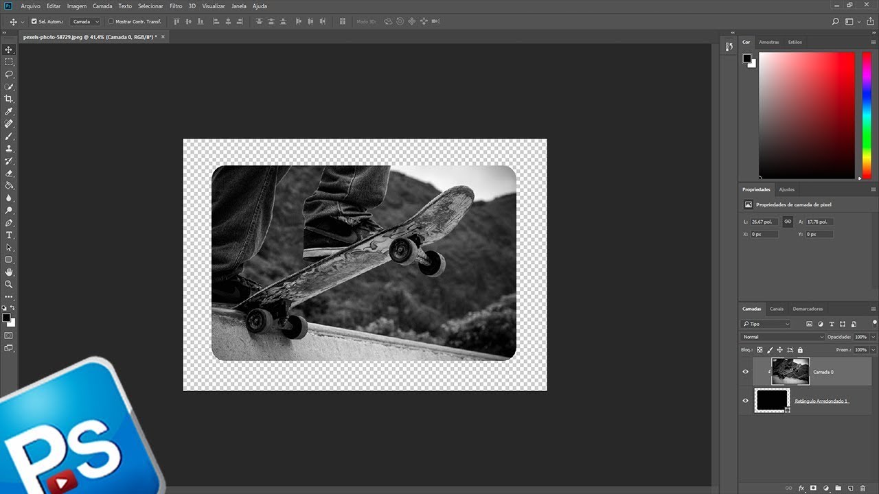 Como deixar suas fotos com bordas arredondadas no photoshop 1