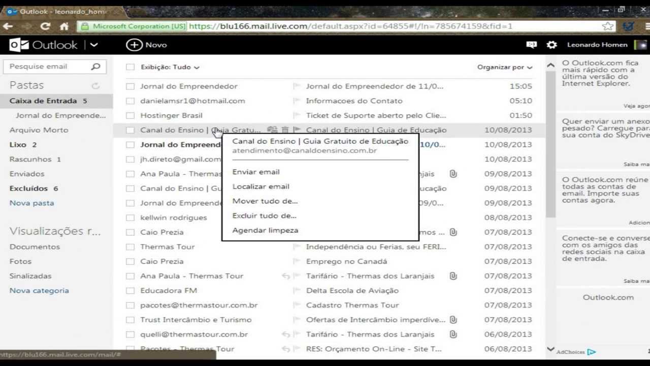 Como criar filtros no outlookcom 1