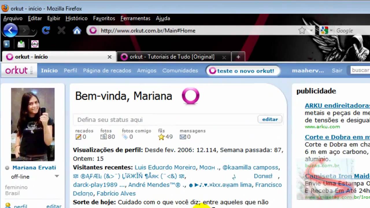 Como escrever e enviar depoimentos no orkut 1