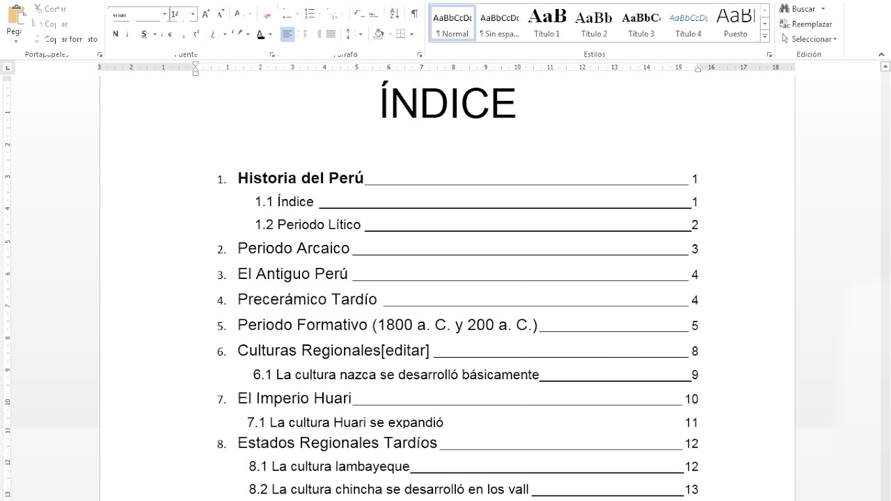 Como criar indices automaticos no word 1