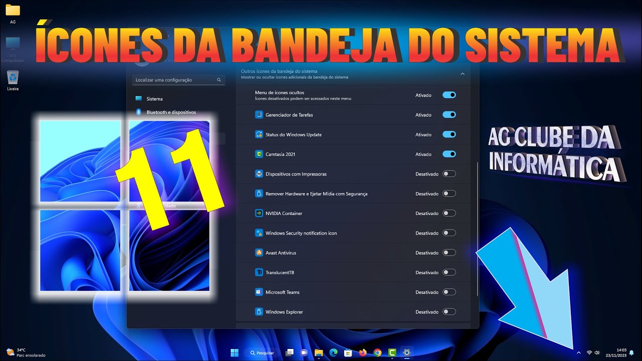 Como desativar bandeja do sistema no windows 1