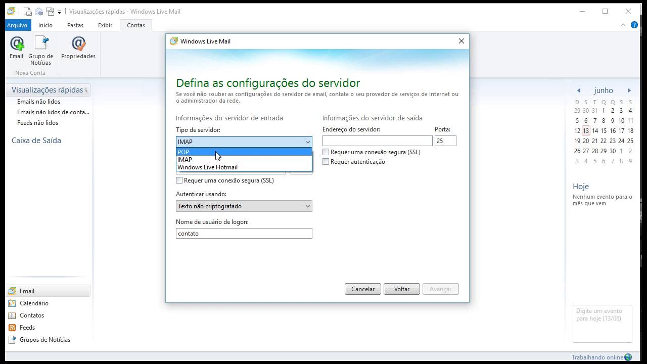 Como configurar seu hotmail pelo windows live mail 1