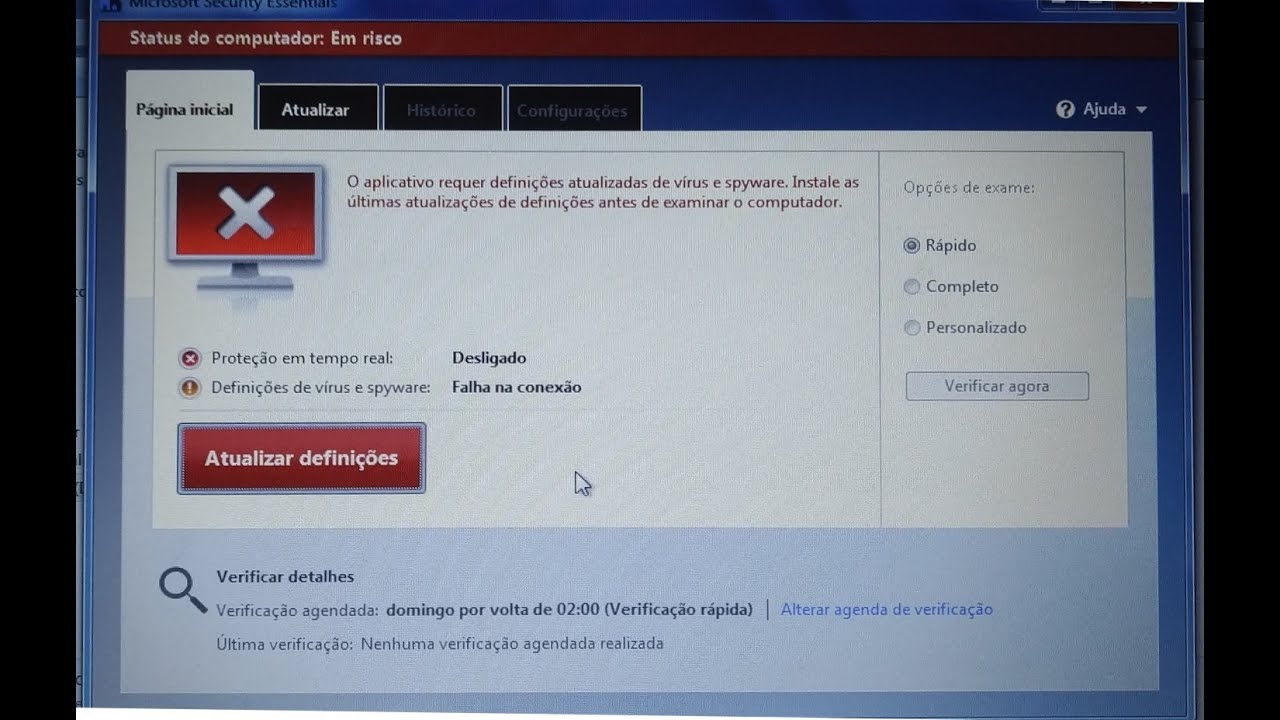 Como alterar frequencia de atualizacoes do microsoft security essentials 1