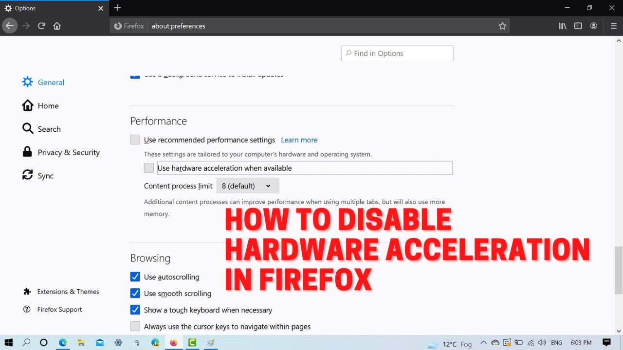 Como desativar aceleracao por hardware do firefox 4 1