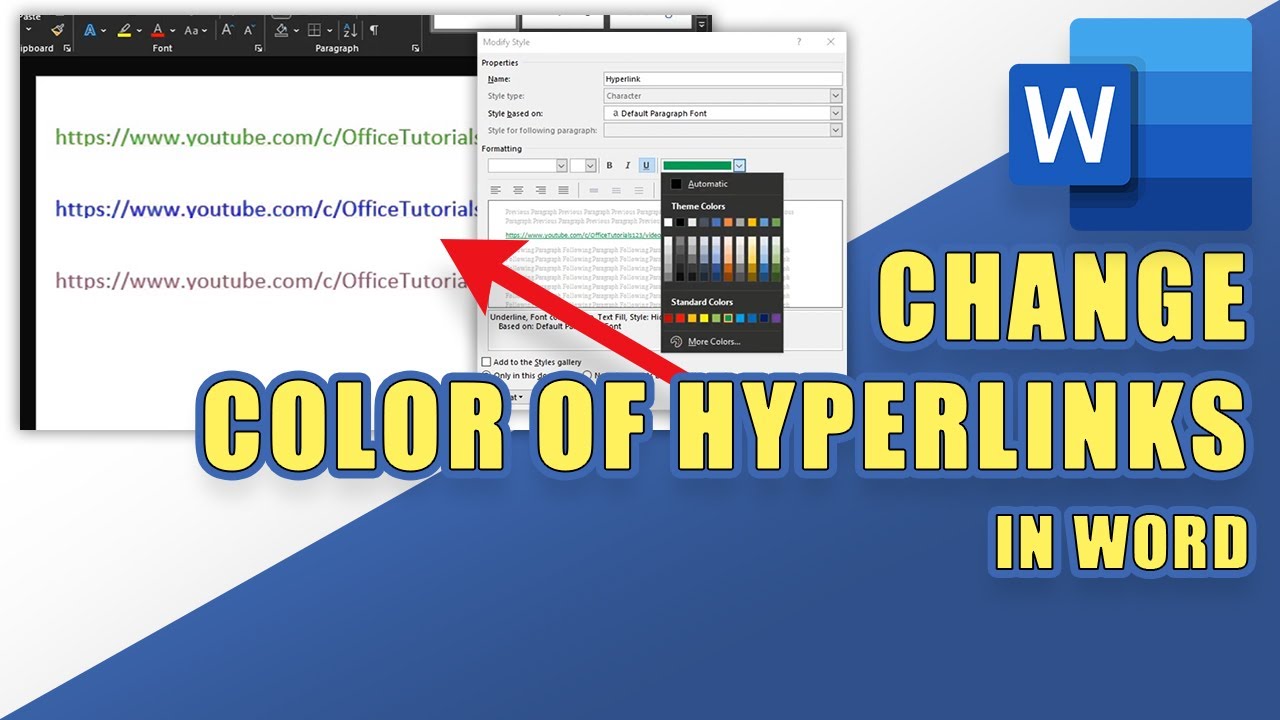 Como mudar cor do hyperlink no word 2010 1