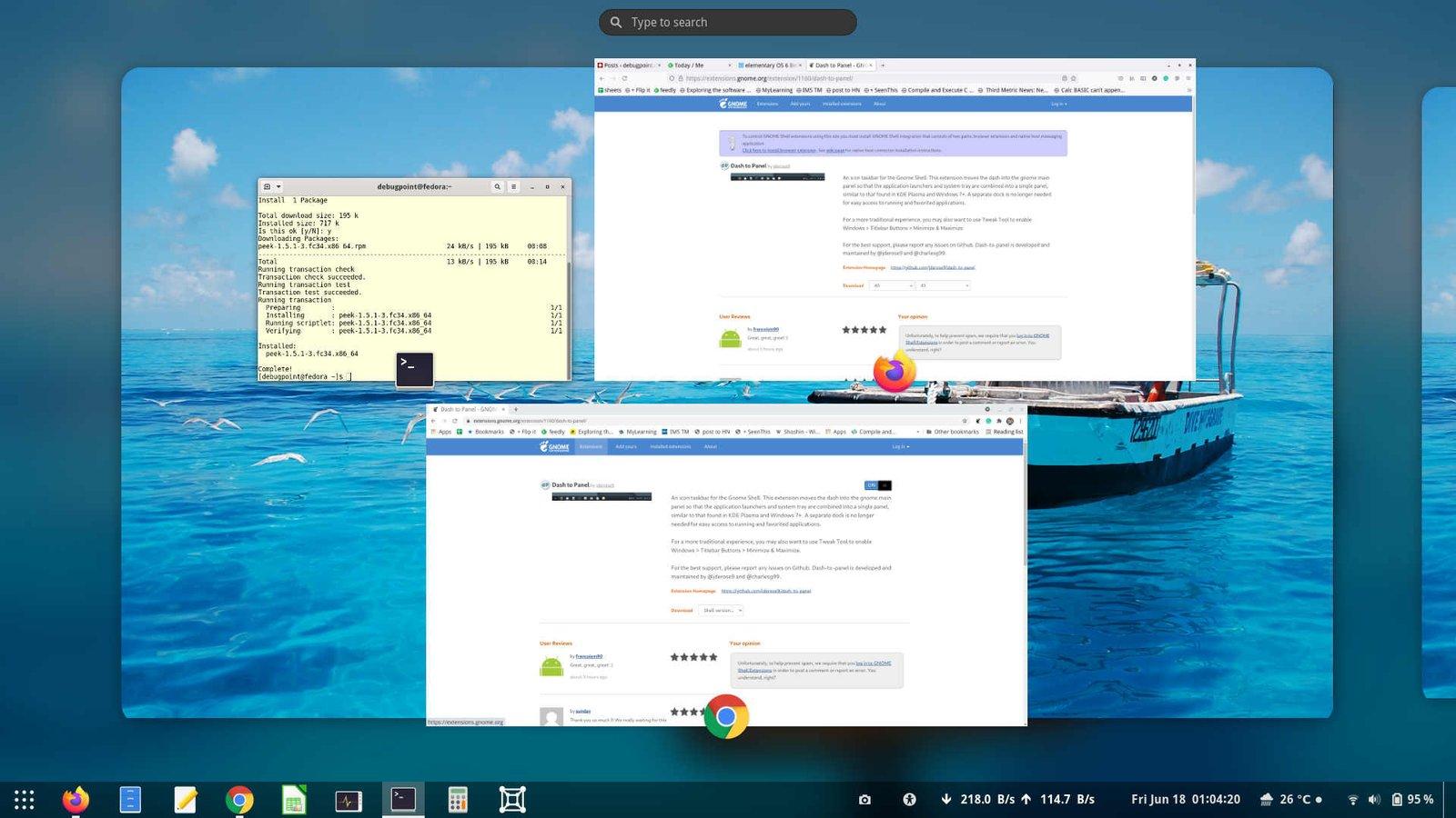Extensões do GNOME Shell para personalizar o painel