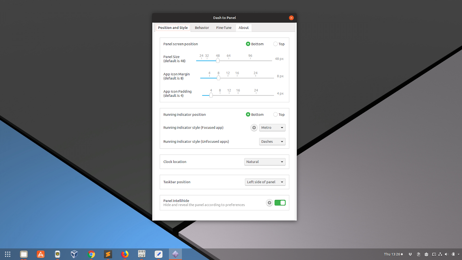 Limpar painel do GNOME com extensões