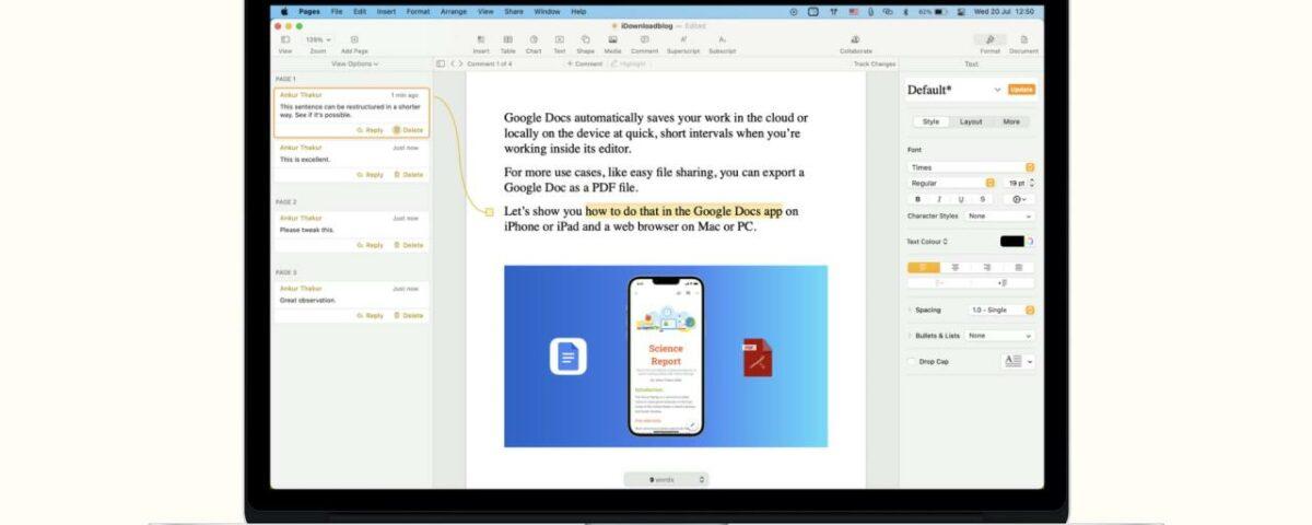 como realçar texto no Pages