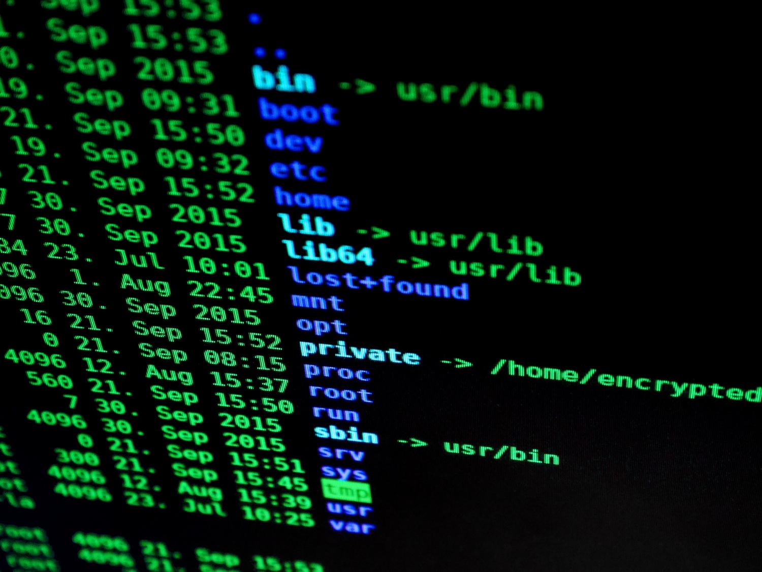 Terminal de comandos Linux mostrando arquivos de arquivos, ideal para a seção de segurança e proteção de chaves de API.